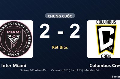 Thống kê trận đấu Inter Miami 2-2 Columbus Crew: Màn rượt đuổi tỷ số mãn nhãn