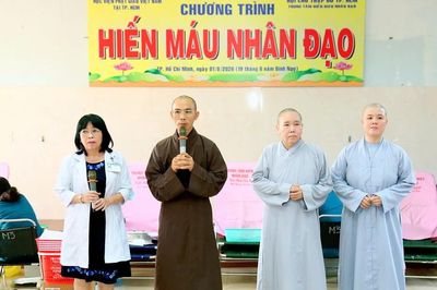 Chương trình hiến máu tình nguyện ở Học viện Phật giáo VN tại TP.HCM
