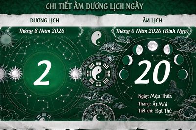Lịch âm hôm nay 2/8, xem lịch âm Chủ nhật ngày 2/8/2026