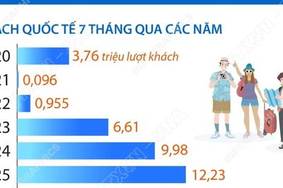 Khách quốc tế đến Việt Nam tăng 13,8% trong 7 tháng của năm 2026