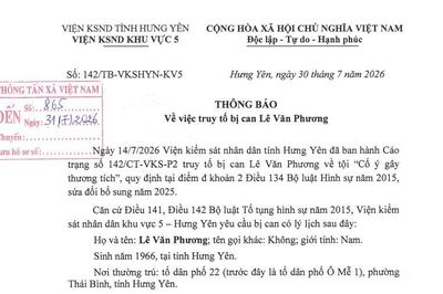 Truy tố bị can Lê Văn Phương về tội cố ý gây thương tích