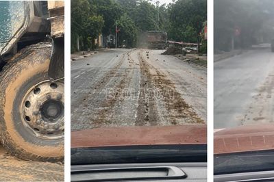 Lào Cai: Làm rơi đất ra đường, tài xế xe đầu kéo bị phạt 03 triệu đồng