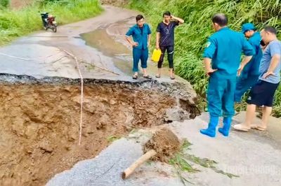 Sạt lở tại xã Lùng Tám, tạm dừng lưu thông qua khu vực Km0+600