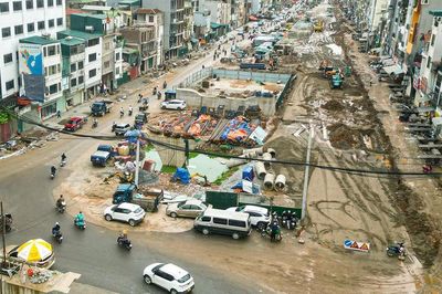 Cận cảnh tuyến Vành đai 1 dài hơn 2,2 km đang thi công ở Hà Nội