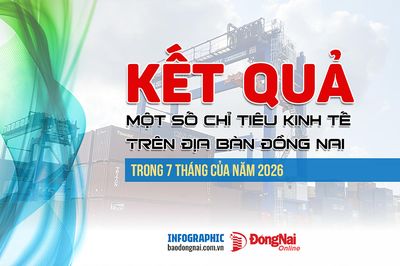 [Infographic] Kết quả một số chỉ tiêu kinh tế của Đồng Nai trong 7 tháng của năm 2026