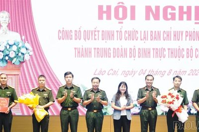 Công bố quyết định tổ chức lại Ban Chỉ huy phòng thủ khu vực thành Trung đoàn bộ binh trực thuộc Bộ Chỉ huy Quân sự tỉnh