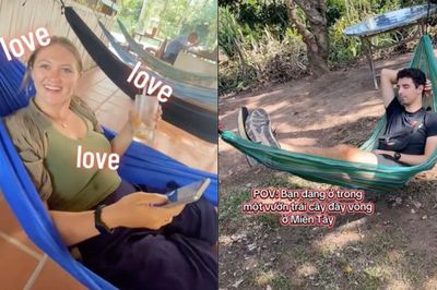 Khách Tây mê mệt, đua nhau khoe trải nghiệm nằm võng ngủ trưa ở miền Tây