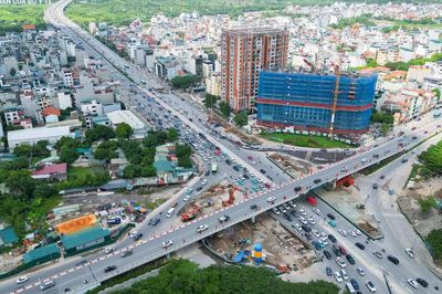 Hầm chui 750 tỷ được kỳ vọng giảm ủn tắc Vành đai 2 nhìn từ trên cao
