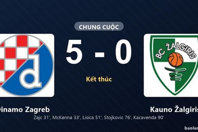 Thống kê trận đấu Dinamo Zagreb 5-0 Kauno Žalgiris: Dinamo Zagreb thắng đậm thuyết phục