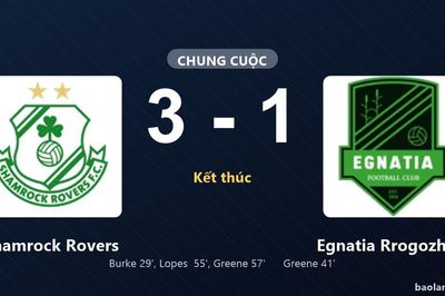 Thống kê trận đấu Shamrock Rovers 3-1 Egnatia Rrogozhinë: Aaron Greene tỏa sáng, Shamrock Rovers giành trọn 3 điểm
