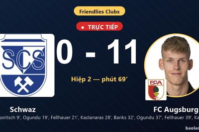 TRỰC TIẾPTrực tiếp Schwaz vs FC Augsburg: FC Augsburg nới rộng cách biệt 0-11