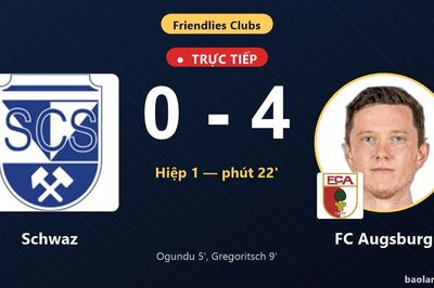 TRỰC TIẾPTrực tiếp Schwaz vs FC Augsburg: FC Augsburg nới rộng cách biệt 0-4