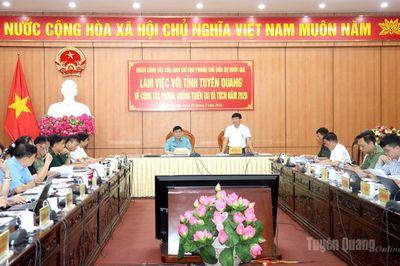 Đoàn công tác Ban Chỉ đạo Phòng thủ dân sự quốc gia làm việc với tỉnh Tuyên Quang về công tác phòng, chống thiên tai