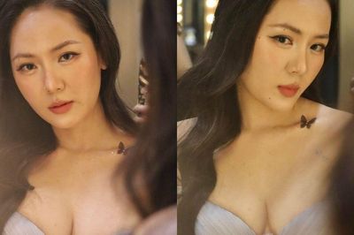 Khó rời mắt trước vẻ đẹp gợi cảm của Phương Linh khi diện váy khoe vòng một hững hờ, thần thái cuốn hút