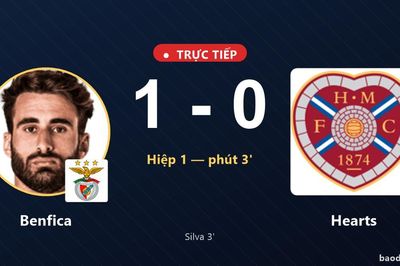 TRỰC TIẾPTrực tiếp Benfica vs Hearts: Benfica mở tỷ số