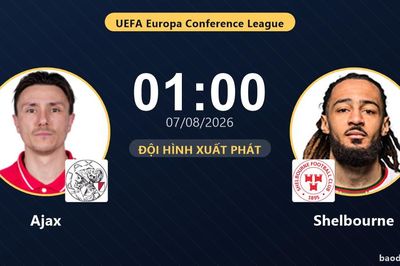 TRỰC TIẾPTrực tiếp Ajax vs Shelbourne: Đội hình xuất phát