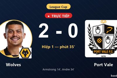TRỰC TIẾPTrực tiếp Wolves vs Port Vale: Wolves nhân đôi cách biệt