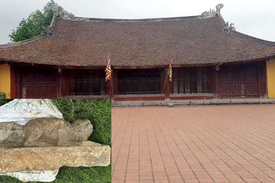 Tìm thấy đôi nghê đá cổ tại di tích quốc gia đền La Vân ở Hưng Yên