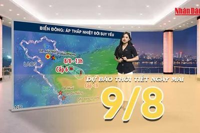 [Video] Dự báo thời tiết đêm nay và ngày mai ngày 9/8/2026: Áp thấp nhiệt đới suy yếu, Bắc Bộ đón nắng trở lại