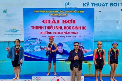 Sôi nổi Giải bơi thanh thiếu nhi, học sinh hè phường Pleiku năm 2026