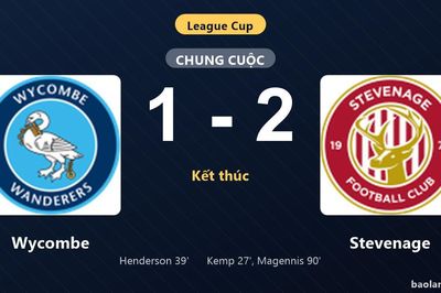Thống kê trận đấu Wycombe 1-2 Stevenage: J. Magennis tỏa sáng, Stevenage giành chiến thắng, đi tiếp