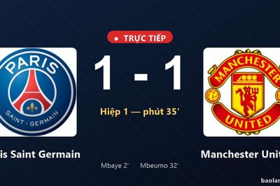 TRỰC TIẾPTrực tiếp Paris Saint Germain vs Manchester United: Manchester United gỡ hòa 1-1