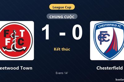 Thống kê trận đấu Fleetwood Town 1-0 Chesterfield: C. Evans tỏa sáng, Fleetwood Town giành chiến thắng, đi tiếp