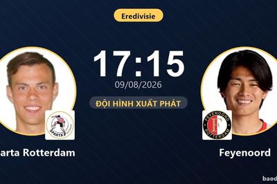 TRỰC TIẾPTrực tiếp Sparta Rotterdam vs Feyenoord: Thế trận giằng co trong 13 phút đầu, chưa có bàn thắng