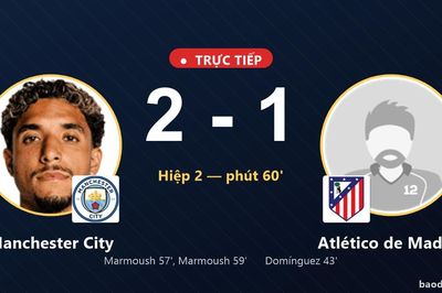 TRỰC TIẾPTrực tiếp Manchester City vs Atlético de Madrid: Manchester City vượt lên dẫn trước