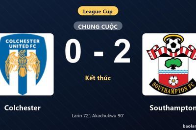 Thống kê trận đấu Colchester 0-2 Southampton: R. Akachukwu tỏa sáng, Southampton giành chiến thắng, đi tiếp