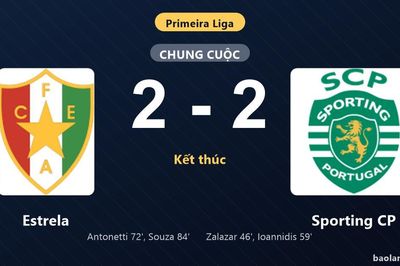 Thống kê trận đấu Estrela 2-2 Sporting CP: Màn rượt đuổi tỷ số mãn nhãn
