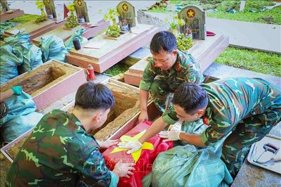 Lấy mẫu ADN với các phần mộ chưa xác định được thông tin tại Nghĩa trang Liệt sĩ quốc gia A1