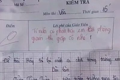 Bài văn 'tả cảnh ra chơi' bị chấm 0 điểm, lời phê của giáo viên gây chú ý
