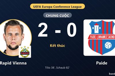 Rapid Vienna vượt qua Paide 2-0, chiếm ưu thế tại vòng loại Europa Conference League