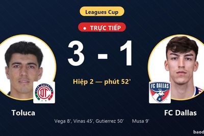 TRỰC TIẾPTrực tiếp Toluca vs FC Dallas: Toluca nới rộng cách biệt 3-1