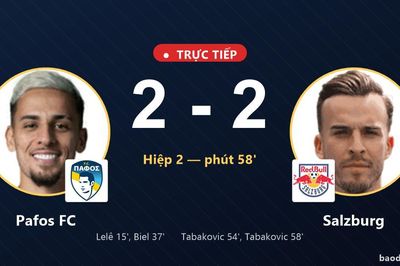TRỰC TIẾPTrực tiếp Pafos FC vs Salzburg: Salzburg gỡ hòa 2-2