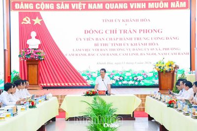 Bí thư Tỉnh ủy Trần Phong làm việc với Ban Thường vụ Đảng ủy 5 xã, phường khu vực Cam Ranh