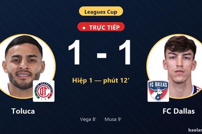 TRỰC TIẾPTrực tiếp Toluca vs FC Dallas: FC Dallas gỡ hòa 1-1
