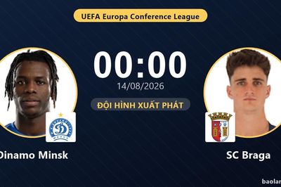 TRỰC TIẾPTrực tiếp Dinamo Minsk vs SC Braga: Hiệp 2 bắt đầu, hòa 0-0