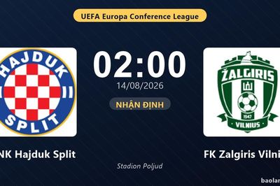 Nhận định HNK Hajduk Split vs FK Zalgiris Vilnius: đội hình dự kiến