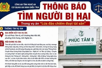 Công an Nghệ An tìm người từng 'điều trị xương khớp' tại cơ sở Phúc Tâm 8