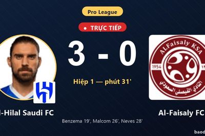 TRỰC TIẾPTrực tiếp Al-Hilal Saudi FC vs Al-Faisaly FC: Al-Hilal Saudi FC nới rộng cách biệt 3-0