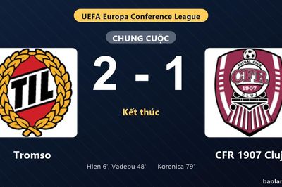 Thống kê trận đấu Tromso 2-1 CFR 1907 Cluj: I. Vadebu tỏa sáng, Tromso giành trọn 3 điểm