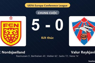Thống kê trận đấu FC Nordsjaelland 5-0 Valur Reykjavik: FC Nordsjaelland thắng đậm thuyết phục