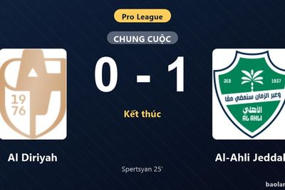 Thống kê trận đấu Al Diriyah 0-1 Al-Ahli Jeddah: E. Spertsyan tỏa sáng, Al-Ahli Jeddah giành trọn 3 điểm