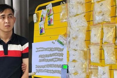 Bắt kẻ trốn nã, phát hiện lượng lớn ma túy đá, 'nước vui'