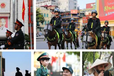 Cảnh sát cơ động kỵ binh diễu hành, giao lưu cùng người dân và du khách quanh hồ Hoàn Kiếm
