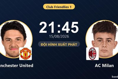 TRỰC TIẾPTrực tiếp Manchester United vs AC Milan: Đội hình xuất phát