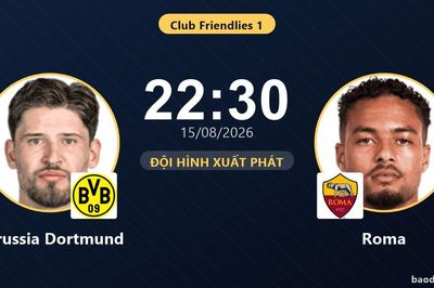 TRỰC TIẾPTrực tiếp Borussia Dortmund vs Roma: Đội hình xuất phát