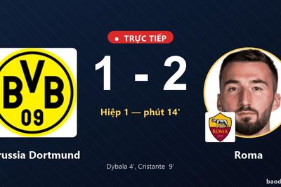 TRỰC TIẾPTrực tiếp Borussia Dortmund vs Roma: Borussia Dortmund rút ngắn cách biệt 1-2